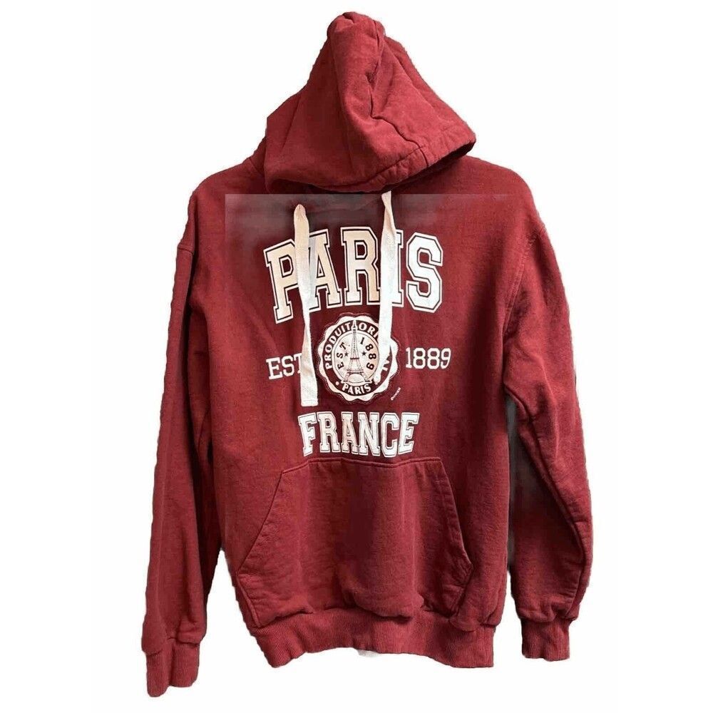 Air de Paris M Red Paris France Spellout Hoodie Pocket Cotton Long Sleeve